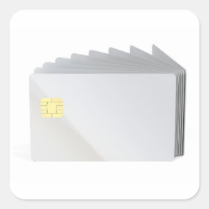 Blank plastic cards with chip square sticker
