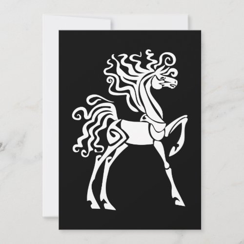 Blank Pretty Black and White Horse Invitation