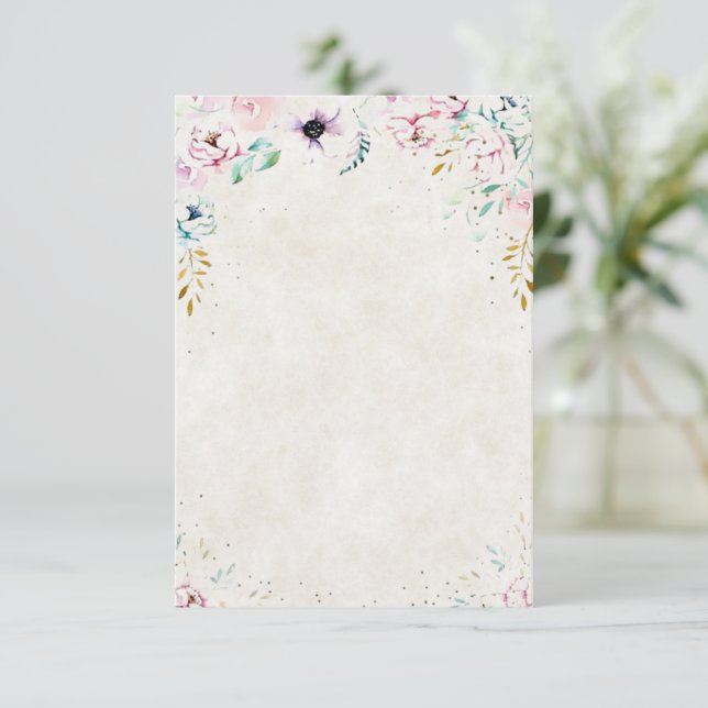 Blank Pretty Pink and purple floral wedding   Invitation (Standing Front)