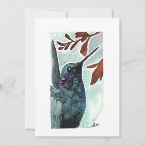 Blank _ Purple Throated Hummingbird Watercolor Thank You Card