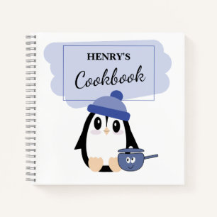 Blank Recipe Book to Write In (Cute Blue Penguin)