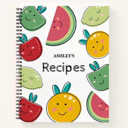 Blank Recipe Book to Write In Summer Fruit Pattern