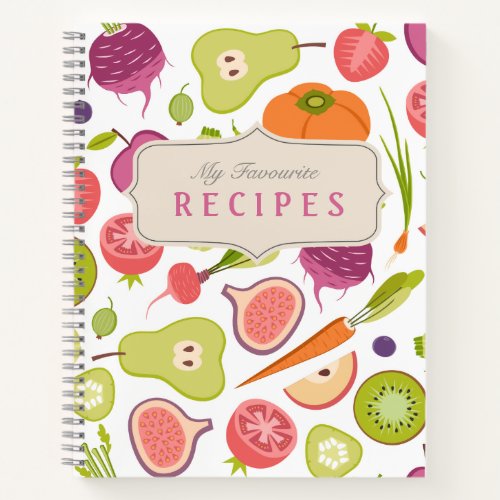 Blank Recipe Book with Fruits and Vegetables