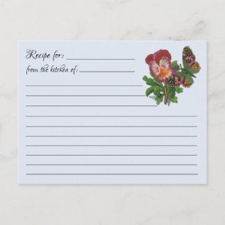 Blank Recipe Cards: Butterfly & Flower Postcard