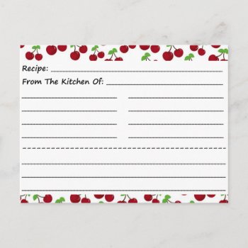 Blank Recipe Cards: Cherries Postcard by LifeOverHere at Zazzle