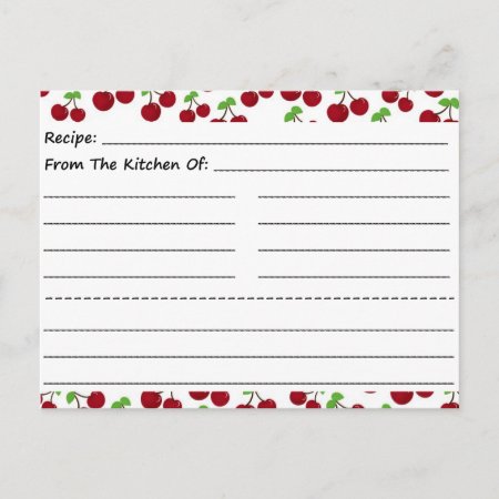 Blank Recipe Cards: Cherries Postcard