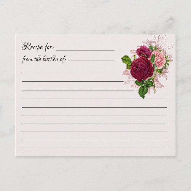 Blank Recipe Cards: Floral Bouquet Postcard (Front)