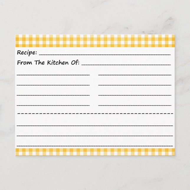Blank Recipe Cards: Gingham Dreams Postcard (Front)