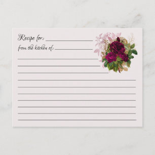 Blank Recipe Cards: Rose Bouquet Postcard