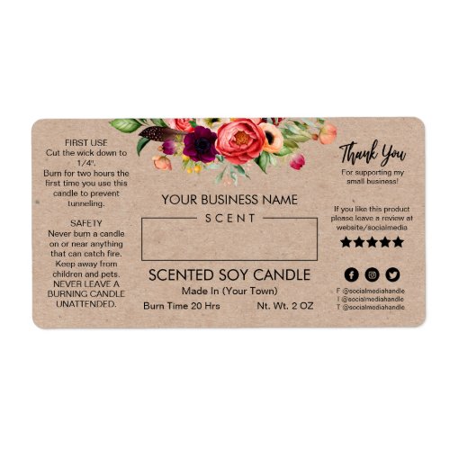 Blank Rectangle Kraft Soy Candle Labels