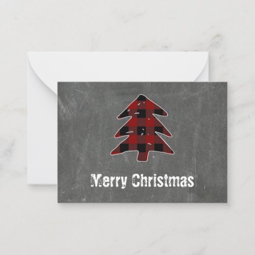 Blank Red Buffalo Plaid Merry Christmas Thank You Note Card