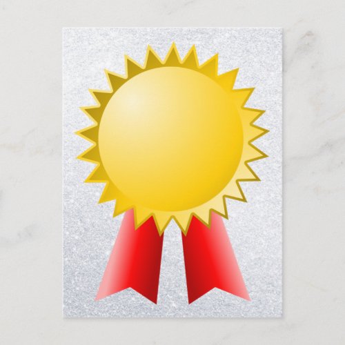 blank red ribbon and gold star award postcard