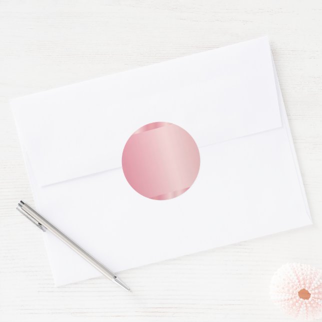Blank Rose Gold Add Your Text Logo Monogram Name Classic Round Sticker (Envelope)
