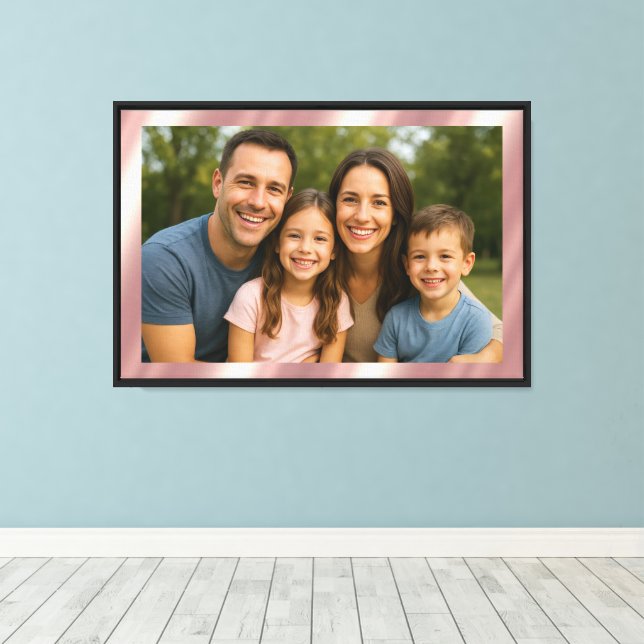 Blank Rose Gold Background Upload Your Own Photo Canvas Print (Insitu(Wood Floor))