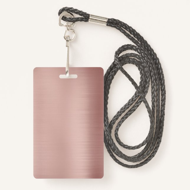 Blank Rose Gold Template Custom text photo image Badge (Front with Lanyard)