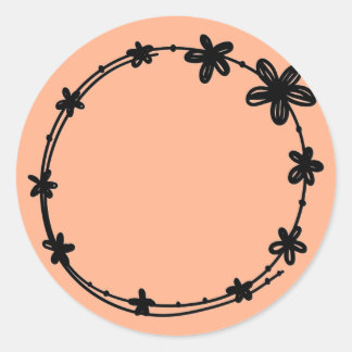 Blank Round outline floral spice jar Label Sticker