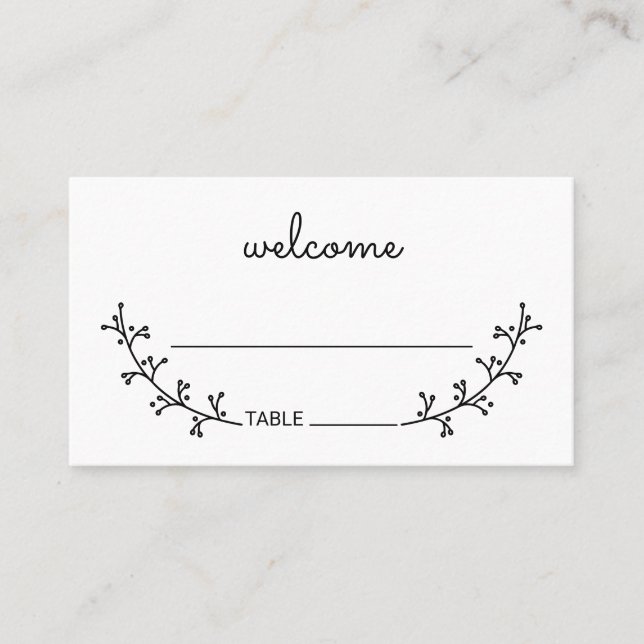 Blank Rustic Laurels Wedding Place Card (Front)