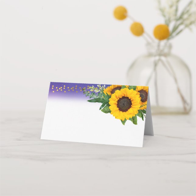 Blank Rustic Sunflower For Hand Written Wedding  Place Card (Front)