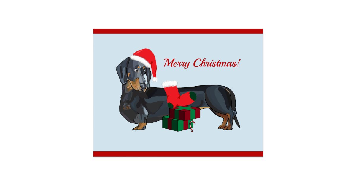 Blank Santa Dachshund Christmas Postcard | Zazzle.com