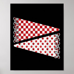 Blank School Spirit Team Colors Game Day Red Footb Poster