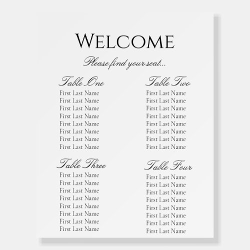 Blank Seating Chart for Weddings Foam Board