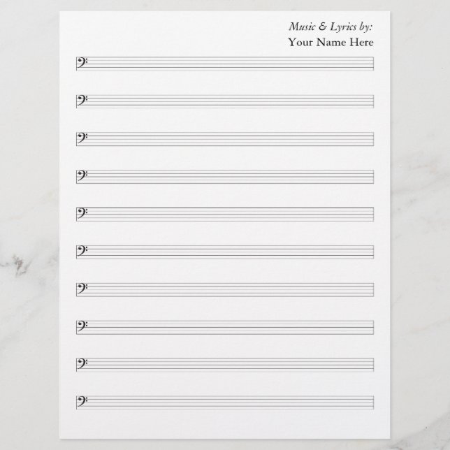 Blank Sheet Music 10  Bass Staves (Front)
