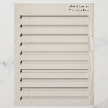 Blank Sheet Music 10 Stave Antique Torn Paper by GranniesAttic at Zazzle
