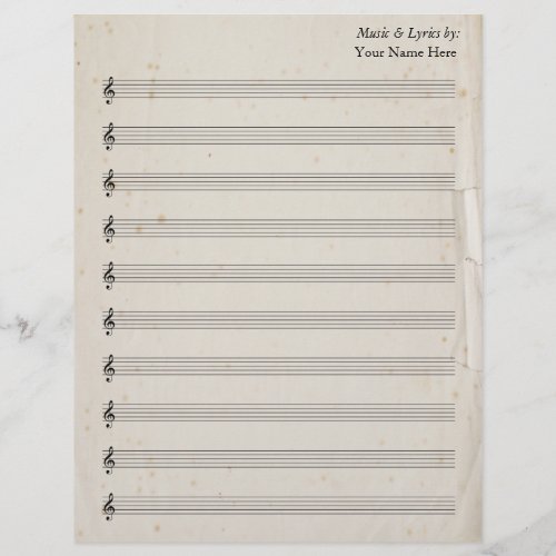 Blank Sheet Music 10 Stave Antique Torn Paper
