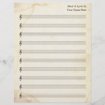 Blank Sheet Music 10 Stave Old Stained Paper by GranniesAttic at Zazzle