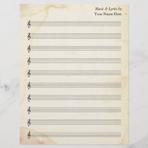 Blank Sheet Music 10 Stave Old Stained Paper