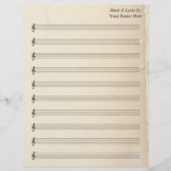 Blank Sheet Music 10 Stave Vintage Old Book Page by GranniesAttic at Zazzle
