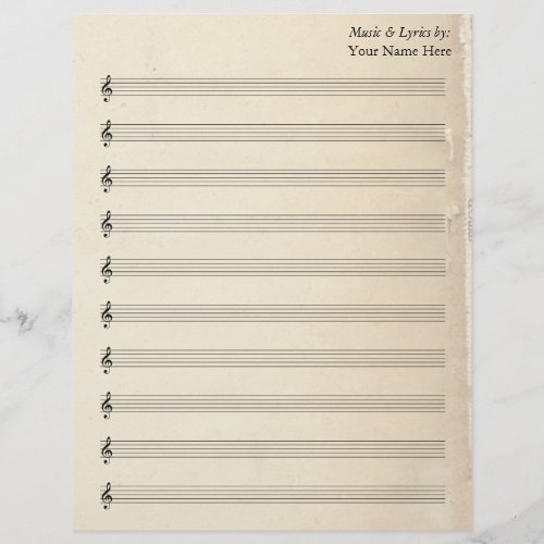 Blank Sheet Music 10 Stave Vintage Old Book Page 
