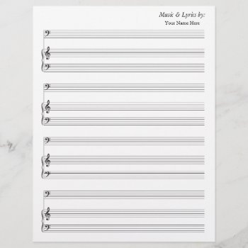 Blank Sheet Music 4 Stave Bass And Piano by UTeezSF at Zazzle