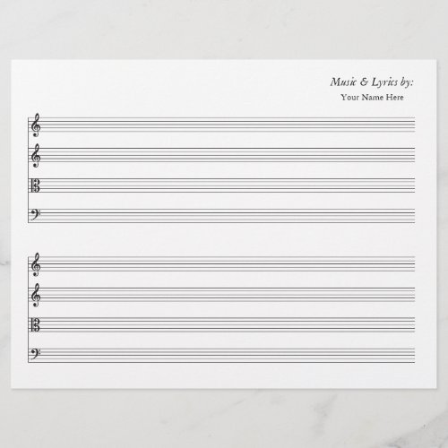 Blank Sheet Music 4 Stave String Quartet