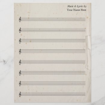 Blank Sheet Music 8 Stave Antique Torn Paper by GranniesAttic at Zazzle