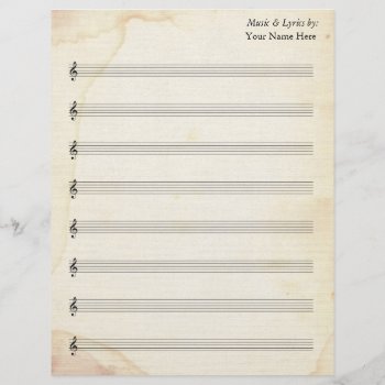 Blank Sheet Music 8 Stave Old Stained Paper by GranniesAttic at Zazzle