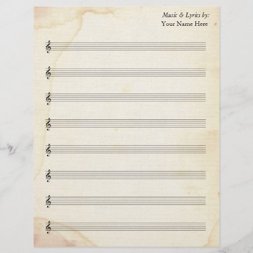 Blank Sheet Music 8 Stave Old Stained Paper