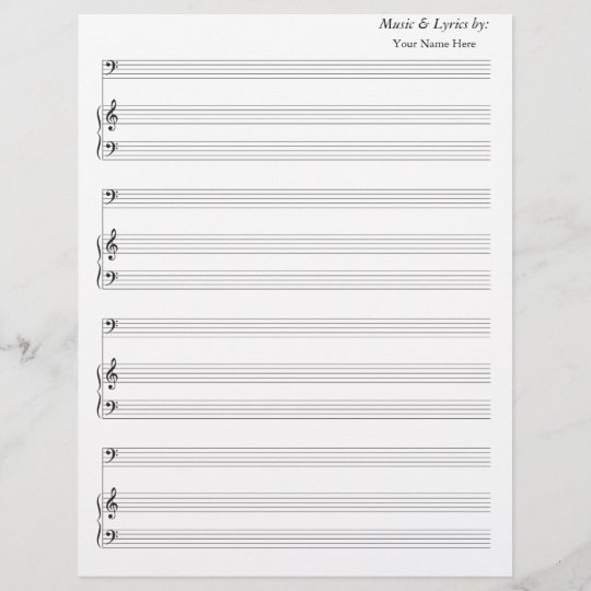 Blank Sheet Music Bass Clef | Zazzle.com
