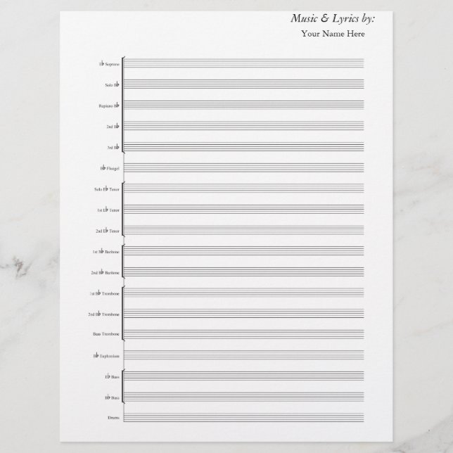 Blank Sheet Music Brass Band (Front)