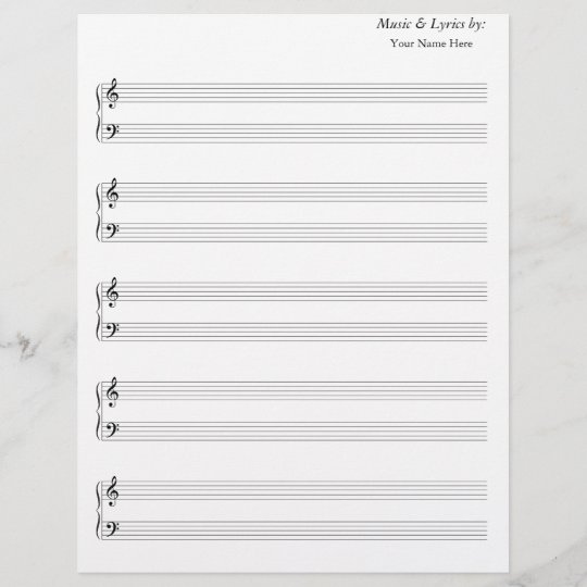 Blank Sheet Music Grand Staff Bass and Treble