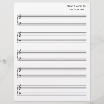 Blank Sheet Music Grand Staff Bass And Treble by UTeezSF at Zazzle