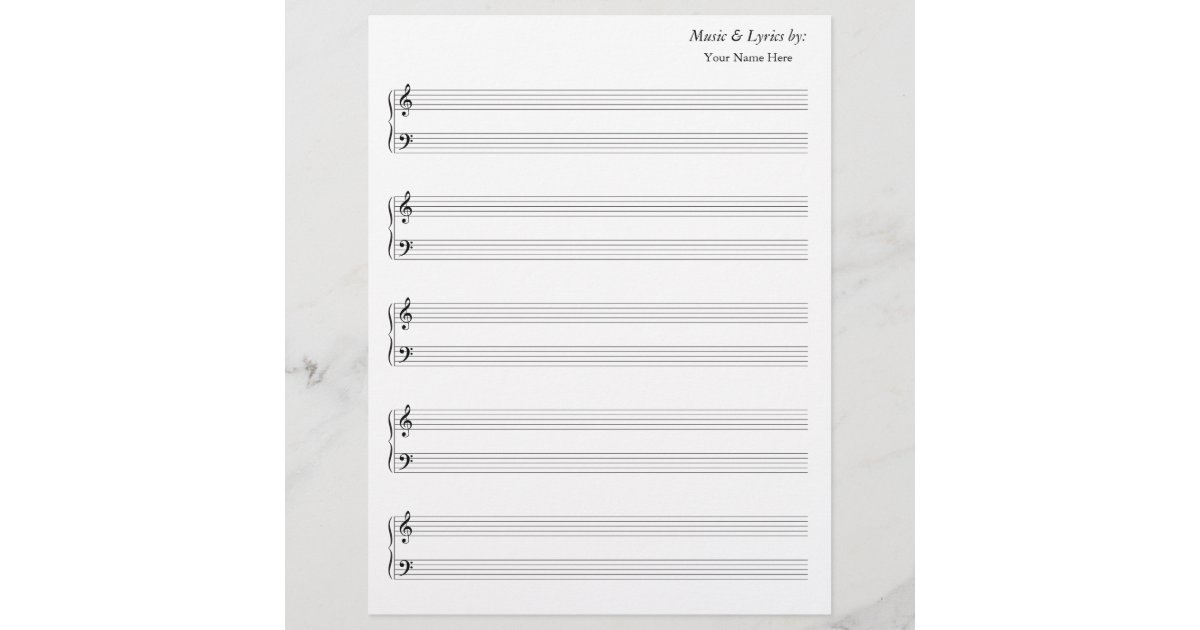 Blank Sheet Music for Piano: Music Manuscript Paper, Treble Clef And Bass  Clef, 5 Staff