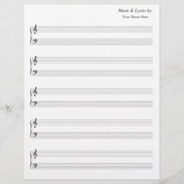 Blank Sheet Music Grand Staff Bass and Treble | Zazzle