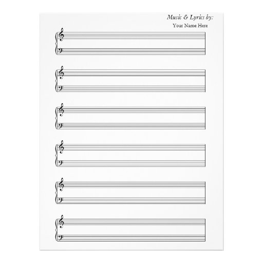 Blank Sheet Music Piano 6 Stave Letterhead | Zazzle