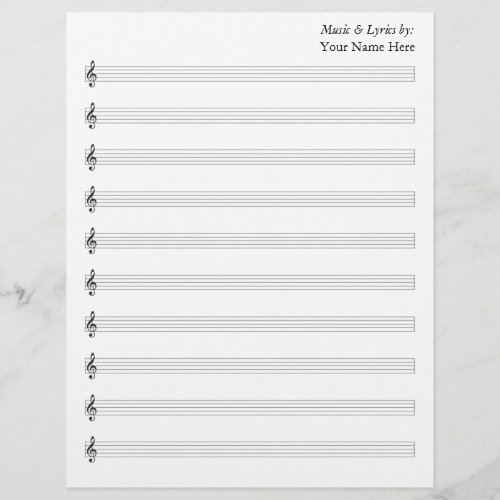 Blank Sheet Music  Treble 10 Staves
