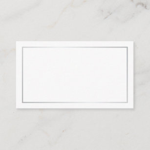 Blank Silver and White Wedding Place Card