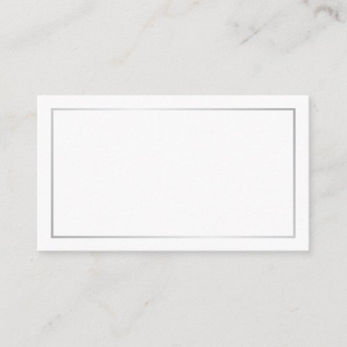 Blank Silver and White Wedding Place Card