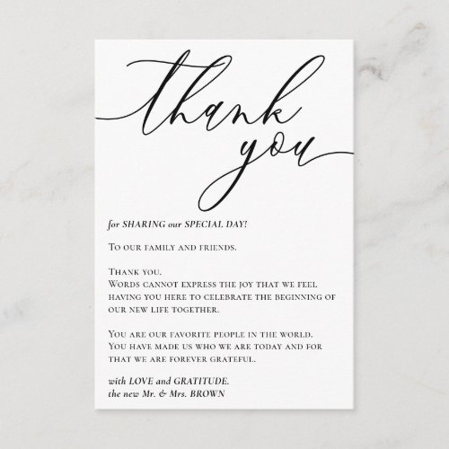 Blank Simple Signature Custom Photo Thank You Enclosure Card