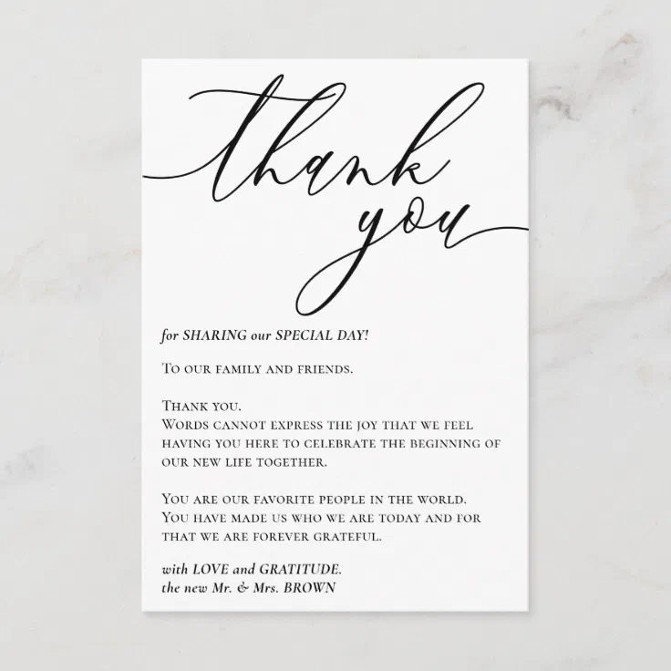 Blank Simple Signature Custom Photo Thank You Enclosure Card | Zazzle