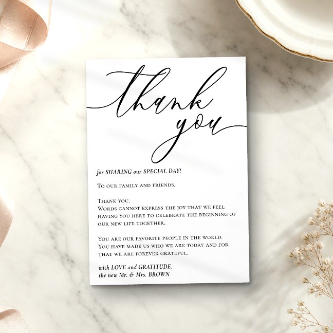 Blank Simple Signature Custom Photo Thank You Enclosure Card